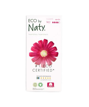 Eco by Naty Tampons with applicator - Super Plus 14 tampons. Plant-Based Vegan 100% Organic Cotton Super Plus (14 tampons with applicator)