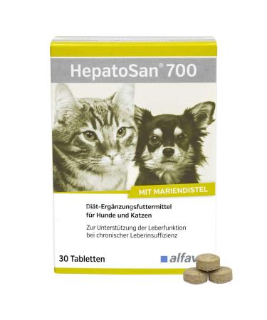 Alfavet Hepatosan 700 for dogs and cats in chronic liver sufficiency diet deletion feed 30 tablets 30 pieces (1 Pack)