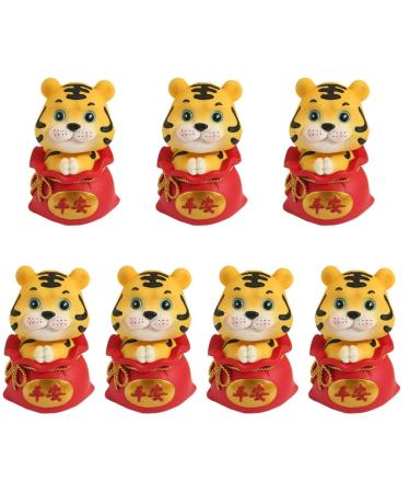 Artibetter 7 Pcs Year of The Tiger Bobble Head Ornament Home Decor Car Decor Resin Tiger Decoration Car Tiger Decoration Figurine Decor Car Adornment Desk Decor Small Animals Office The Sign Redx7pcs 6X6X9.5CMx7pcs