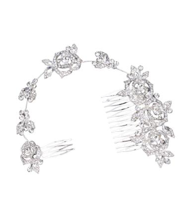 DOITOOL Hair Comb Floral Rhinestone Hair Pin Bride Wedding Headgear