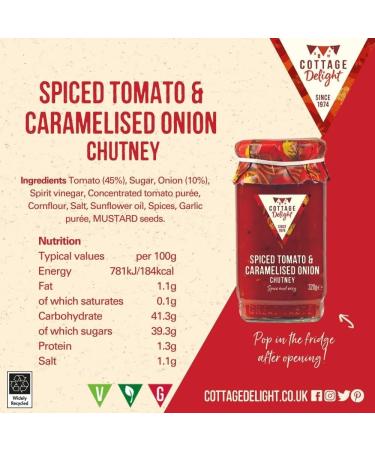 Cottage Delight - Spiced Tomato & Caramelised Onion Chutney - 320g Red - Buy Online on GoSupps.com
