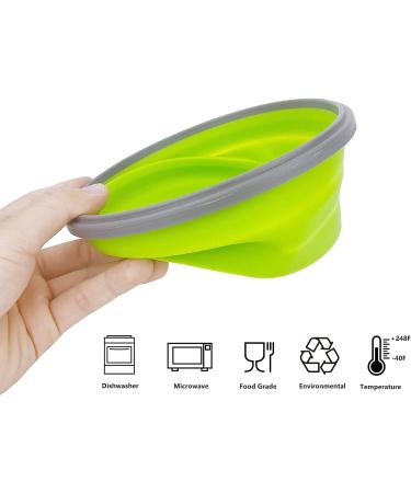 Cyanzi 1200ml Collapsible Camping Bowl with Lid, Stainless Steel Fork, and Spoon - Green | Silicone Food Storage Container for Picnic, Travel, Camping, RV, Fridge - Microwave Safe - Buy Online on GoSupps.com