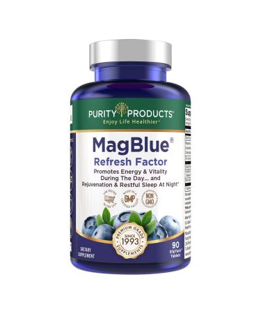 MagBlue Refresh Factor Super Boost by Purity Products - Magnesium Bisglycinate Shoden Ashwagandha Vitamin D3 Zinc and Boron - 90 Tablets