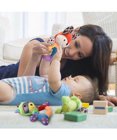 HAHA Baby Teething Rattle Toy | Soft Handbell Grab Shaker | Infant Boy Girl Learning Toy | Crinkle Squeaky Sensory Travel Accessory for 0-12 Months - Buy Online on GoSupps.com