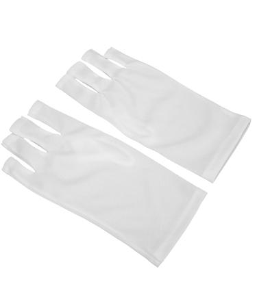 Nail Art skin care dealer suitable size polyester manicure UV protective glove Hand protection skin agency prevention for hiking for canoeing for driving (white)
