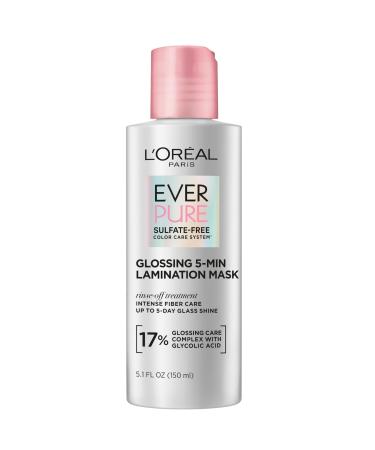 L'Oreal Paris Glossing Lamination Hair Mask with Glycolic Acid Hair Treatment for Lasting Shine and Smoothness for Dull Dry Hair EverPure 5.1 Fl Oz