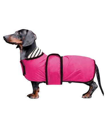 Minezi's hundred coat with reflex strips rain/waterproof adjustable vest suitable for small and medium-sized dogs such as Dachshund-Pink-S S (backlong: 36-38cm) pink