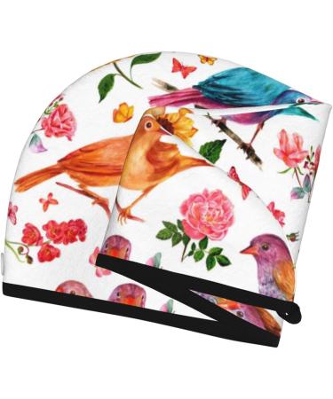 Super Absorbent Microfiber Hair Towel for Women | Flowers Birds and Butterflies Design | Quick Dry Coral Velvet Wrap for Long Curly Thick Hair - Buy Online on GoSupps.com