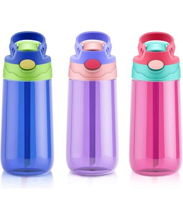 SUPPRUI Kids Water Bottle with Straw for School Leak Proof 480ML Toddler Water Bottles BPA-Free for Boys & Girls(Purple)
