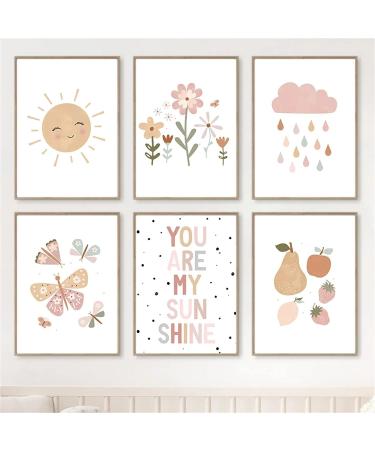 Exquleg 3 Set Nursery Wall Art Posters - Rainbow Sun Cloud Flowers & Butterflies - Boho Baby Room D cor (DIN A4) for Girls & Boys - Buy Online on GoSupps.com