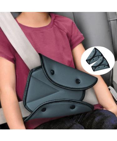 2Pcs Kids Car Seat Belt Adjuster Universal Seat Belt Safety Cover Harness Strap Adjuster Pad Shoulder Neck Triangle Positioner Seat Belt Adjustment Holder Adult Seat Belt Clip Safety Belt Protector Grey+Grey