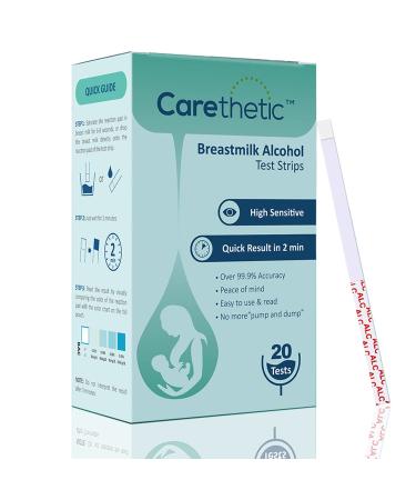 Carethetic Breastmilk Alcohol Test Strips Quick & Highly Sensitive Alcohol Detection with Accurate Results at Home - Individually Sealed Pack Results in 2 Min (20-Pack)
