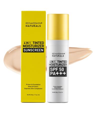 Tinted Moisturizer Cream for Face: Enaskin Naturals Universal BB Cream with Light Sheer Coverage Oil-free Tint Facial Moisturizer for Mature Skin - 1.7 oz