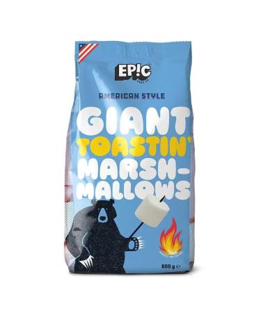 Giant American Style Toastin' Marshmallows Extra Large Mega Marshmallow | Extra Tasty & Extra Fluffy | Perfect for Barbeque & Bonfire Roast 800g Jumbo Size of Delicious Squishy Mellows | Sold by EPL