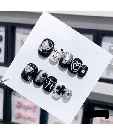 Handmade Long and Short Nail Patches for Artificial Nail Enhancement(Color:19582 Size:XS)