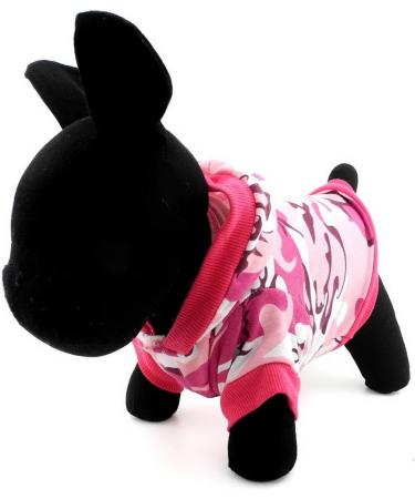 Smalllee Lucky Store Camouflage Hooded Shirt for Small Dogs & Cats - Pink Camo T-Shirt for Yorkies Chihuahuas Puppies & More - Size S (34cm Breast) - Buy Online on GoSupps.com