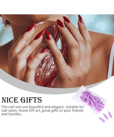 dijiusidy 1 Set Press on Nails Almond Fingernails Stick Solid Color Full Cover Art Decals Salon Supplies DIY Decorations No.12 taro purple - Buy Online on GoSupps.com