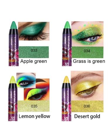 MEICOLY Red Eyeshadow Stick 12 Pcs - Metallic Green Champagne Neon Eyeshadow Crayon - Waterproof & Long Lasting Shiny Rotating Eyeshadow Sticks - Buy Online on GoSupps.com