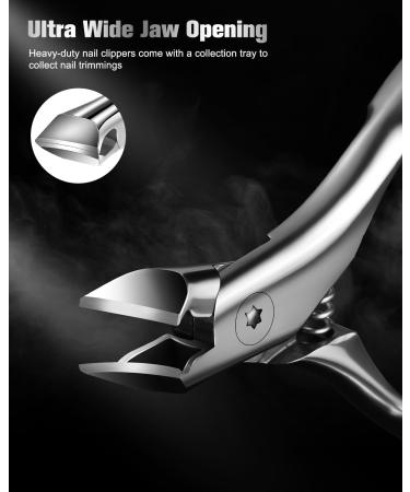 FERYES Wide Jaw Thick Toenail Clippers for Seniors - Precision Stainless Steel with Catcher for Thick Nails - Silver Finish - Buy Online on GoSupps.com