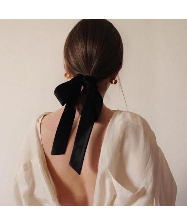 Hair Bows Hair Bobbles Bow Hair Ties Hair Accessories for Women Black Velvet Bow Hair Ribbon Elastics French Long Tail Hair Bow for Hair Ponytail Holders Hair Styling Accessories - Buy Online on GoSupps.com