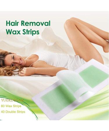 Facial Wax Strips - 40 Counts Hair Removal Kit for Women & Men | Fast & Gentle At-Home Waxing for Face Legs Bikini Eyebrows Chin & Armpits - 3.5 x 7.1 inches Green - Buy Online on GoSupps.com