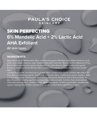 Paula's Choice SKIN PERFECTING 6% Mandelic Acid + 2% Lactic Acid AHA - AHA Exfoliant - Visibly Reduces Fine Lines and Wrinkles - with Mandelic Acid & Lactic Acid - All Skin Types - 30 ml - Buy Online on GoSupps.com