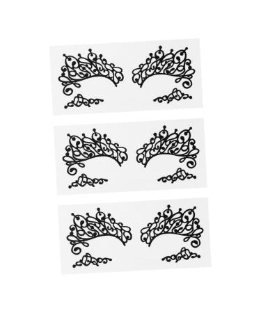 Beavorty 3 Pairs Lace Eyeliner Stickers Glitter Eyeliner Halloween Party Favor Masquerade Party Makeup Black 13X6cm Black