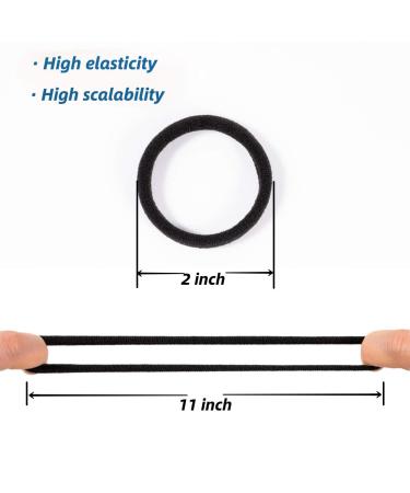 50 Black Seamless Hair Ties for Women - Strong Hold Ponytail Holders - No Damage to Thick Hair - 2 Inch Diameter - Pack of 50 - Buy Online on GoSupps.com