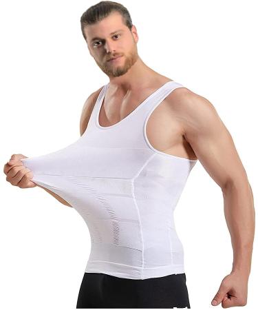 Men's Mistirik Compression Shirt - Slimming Body Shaper Vest - White XL - Buy Online on GoSupps.com