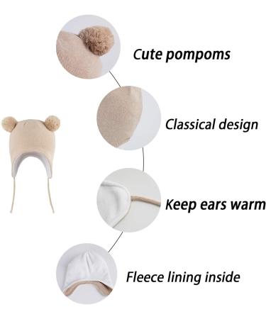 LANGZHEN Toddler Winter Hat Earflap Knit Cap for Baby Boys Girls 0-6 Months - Khaki - Buy Online on GoSupps.com