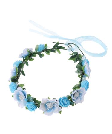 Floral Headbands Boho Hair Wreath Wedding Bridal Headband Crowns for Christmas Birthday Party (Blue) - Buy Online on GoSupps.com