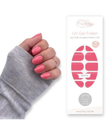 Fairy Nail UV nail foils self-adhesive gel foils half-cured 20 pieces nail wraps nail polish strips to stick on (Melon) - Buy Online on GoSupps.com