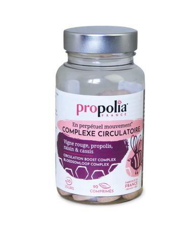 PROPOLIA - Circulatory complex - Blood circulation Light legs - Propolis, Red vine & Blackcurrant - Dietary supplement - Made in France - 90 tablets