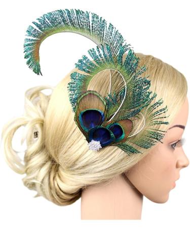 hgnxa TeaParty Fascinator Hair Clip for Party Wedding Women PeacockFeather Fascinator Hair Pin Ethnic Style Church Headdress - Buy Online on GoSupps.com