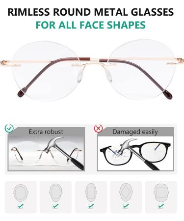 Buy Eyekepper Rimless Glasses for Women & Men - Stylish Round Gold Frames +1.00 - International Shipping Available - Buy Online on GoSupps.com