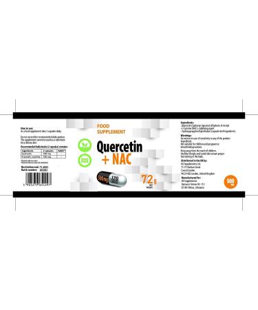 Quercetin + NAC Complex 500mg | 120 Vegan Capsules | High Strength Supplement | 3rd Party Lab Tested | Gluten & GMO Free - Buy Online on GoSupps.com