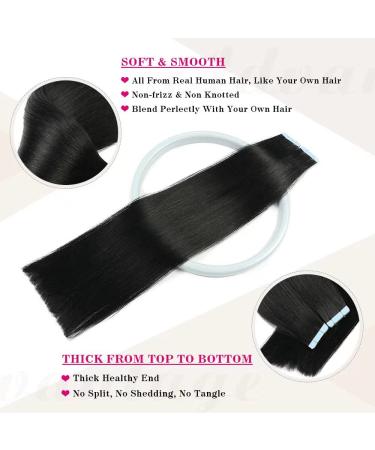 20 Tape in Human Hair Extensions - Seamless 100% Remy Real Hair, 20 Inch, 20 Pieces, 50g/Set, Jet Black - Buy Online on GoSupps.com