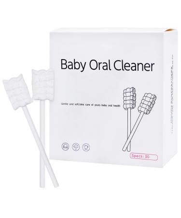 Baby Toothbrush Uooker 30 Pcs Disposable Soft Gauze Infant Toothbrush Clean Baby Mouth Baby Tongue Cleaner Baby Oral Cleaning Stick Dental Care Baby First Toothbrush for Mouth Tongue Cleaning