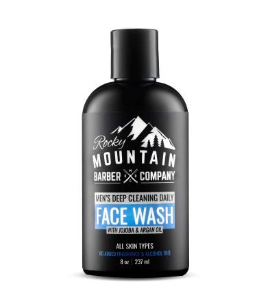 Rocky Mountain Barber Company Men's Daily Face Wash - With Jojoba Oil  Argan Oil  Chamomile Floral Water and Aloe Vera   Unscented - 8 oz