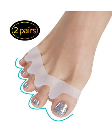 2 Pair Gel Toe Separator Gel Toe Stretchers for Overlapping Toes Corrector Protector Bunion Splint Easy Wear in Shoes Quickly Alleviating Pain After Yoga and Sports Activities