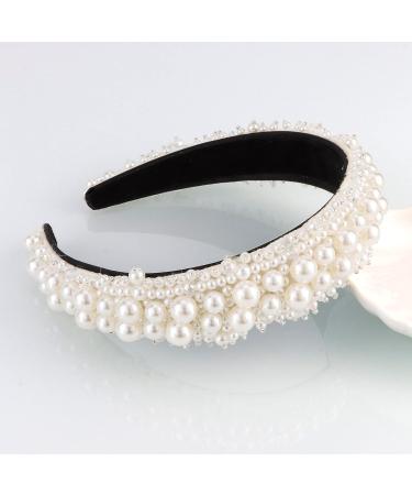 ACO-UINT White Faux Pearl Headband for Women - Bridal Hair Accessories for Wedding & Parties - Buy Online on GoSupps.com