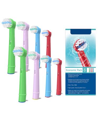 WuYan Kids' Toothbrush Head for Oral B Children Electric Tooth Brush Heads Compatible for Braun Replacement Brush Heads Compatible for Dual Clean Precision Clean White Clean Pack of 8 8pcs