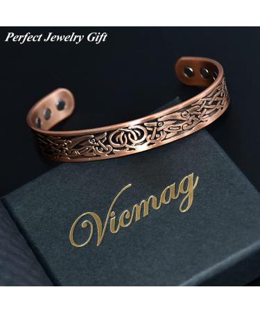 VicMAG Copper Magnet Hardship Bracelet for Men - Arthritis Pain Relief | Adjustable Pure Copper Cuff with Gift Box - Buy Online on GoSupps.com