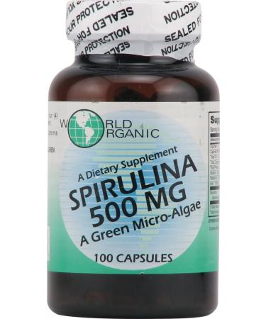 World Organic Spirulina - 500 mg - 100 Capsules