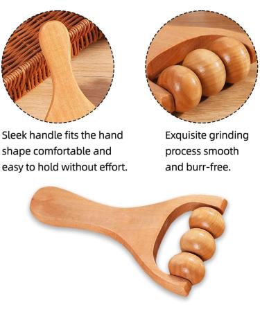 FDCGAS Massage Roller Set - 2-Piece Wood Trigger-Point Scooter for Body & Face - Anti-Cellulite Gua Sha Tool & Fascia Roller with Handle - Buy Online on GoSupps.com