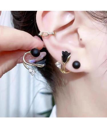 Tulip Flower Versatile Earrings Black Tulip Flower Stud Earrings Red Pearl Tulip Stud Earrings Fashion earrings gifts for ladies girls 1 Pair Red - Buy Online on GoSupps.com