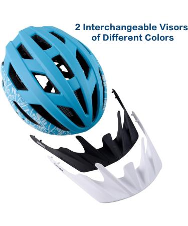 Matte Blue Adult Youth Bike Helmet | Lightweight & Adjustable for Women, Men, Teenagers, Kids | Detachable Visors | Road & Mountain Bicycle Helmet - M (54-58 cm) - Buy Online on GoSupps.com