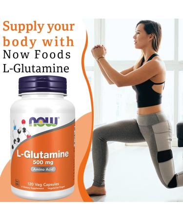 Now Foods L-Glutamine 500mg 120 Vegan Capsules - Lab-Tested Amino Acid | Gluten & SOYA Free | Vegetarian Friendly - Buy Online on GoSupps.com