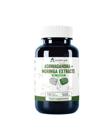 DG Supplements Ashwagandha & Moringa 500 mg 90 Vegan Capsules High Strength 201 & 101 Extracts Equal to 7500 mg Support for Energy Stress & Immune GMP Certified
