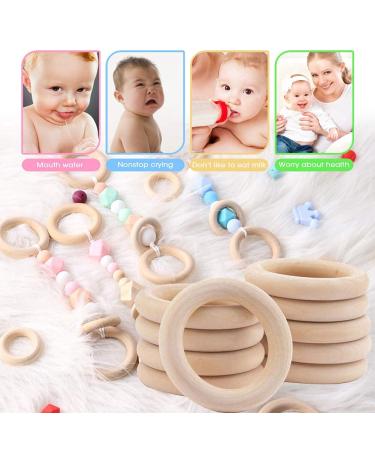 Organic Wooden Teething Rings - Set of 10 Smooth Teething Toys | 7cm & 5cm Diameter | Safe & Natural Baby Comfort - Buy Online on GoSupps.com